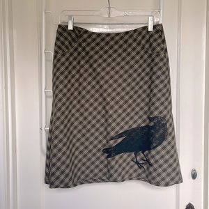 Smoking Lily Silk Screened Crow Skirt